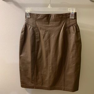 Vintage Genuine Brown Leather Toffs Skirt